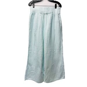 Honest Cotton L/XL Sky Blue Crinkle Cotton Wide Leg Palazzo Pants Boho Gypsy